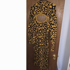 Yellow Leopard Print 2 PC Dress